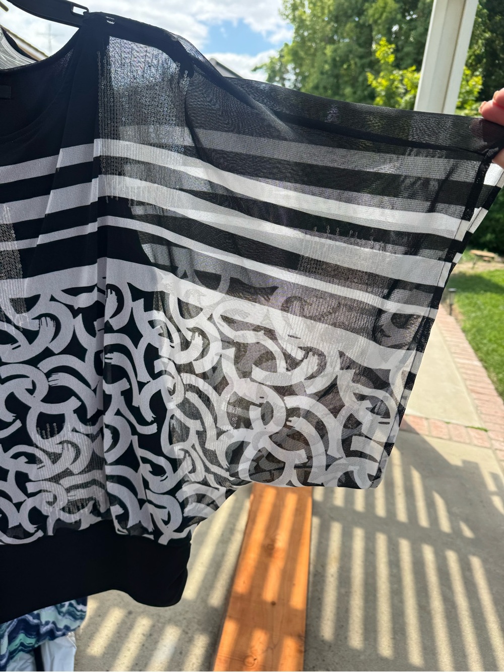 Alfani Black and White Geometric & Stripe Tunic - Picture 2 of 4